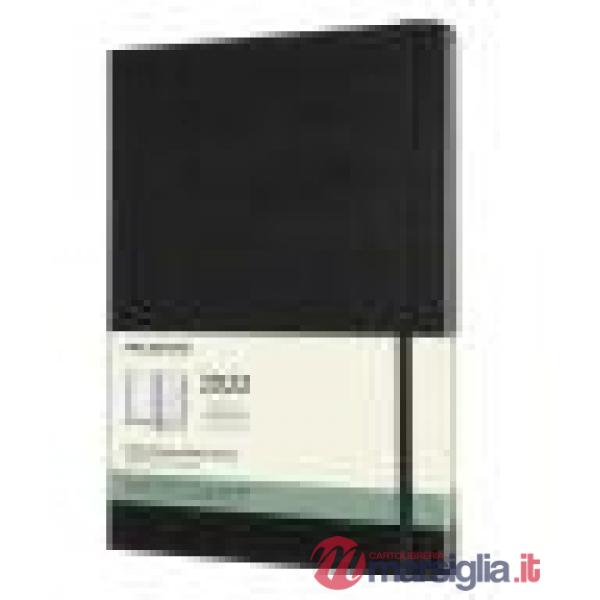 12 months, weekly notebook. Extra-large, hard cover, black