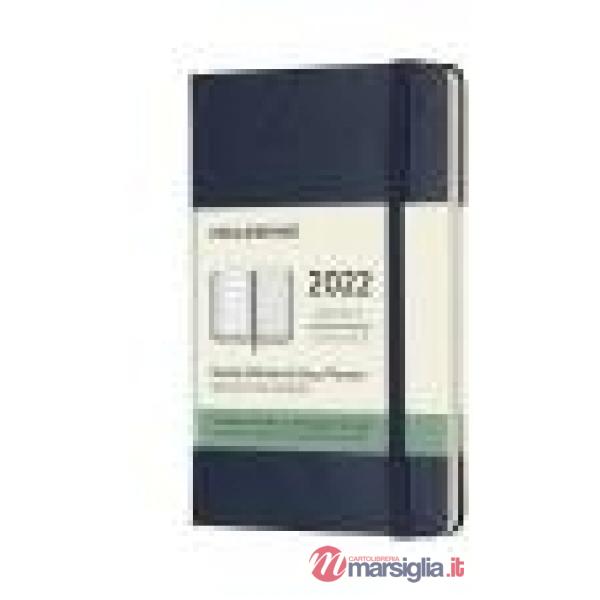 12 months, weekly notebook. Pocket, hard cover, sapphire blue