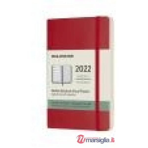 12 months, weekly notebook. Pocket, soft cover, scarlet red