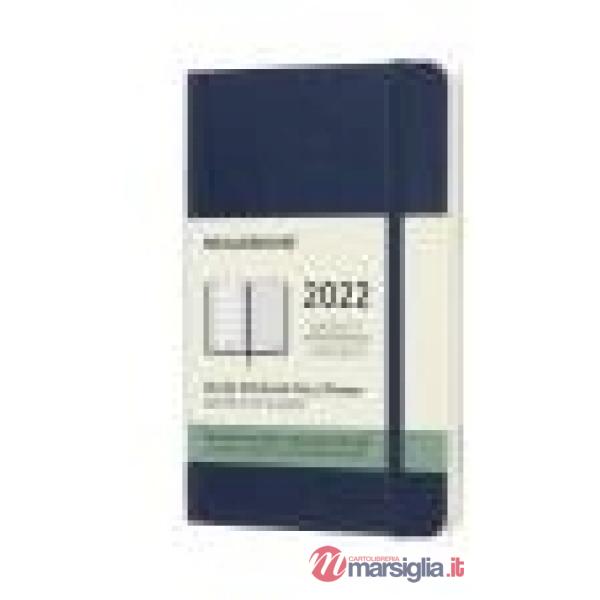 12 months, weekly notebook. Pocket, soft cover, sapphire blue