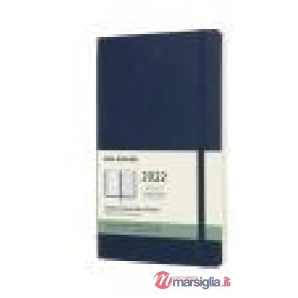 12 months, weekly notebook. Large, soft cover, sapphire blue