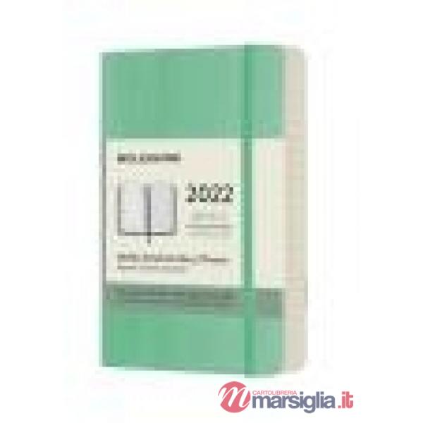 12 months, weekly notebook. Pocket, soft cover, ice green