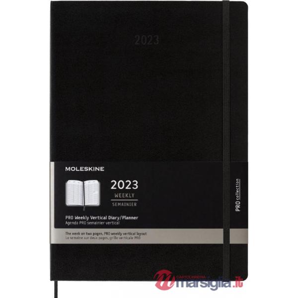 12 months, weekly, vertical, professional. A4, hard cover, black