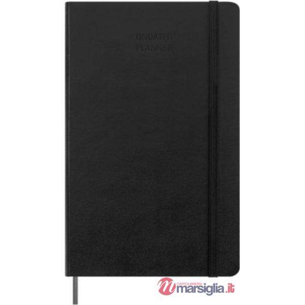 Undated weekly notebook. Large, hard cover, black