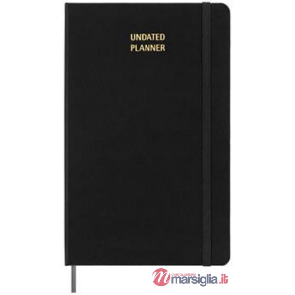 Undated weekly notebook. Large, hard cover, black