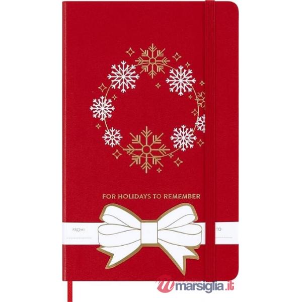 Holiday notebook. Large, ruled, scarlet red, hard cover