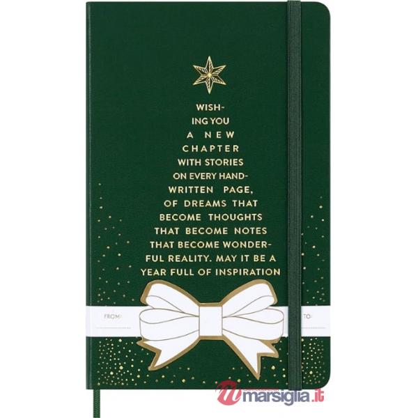 Holiday notebook. Large, ruled, myrtle green, hard cover