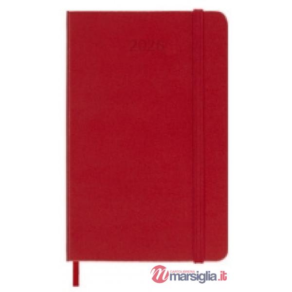 12 months, daily. Pocket, hard cover, scarlet red