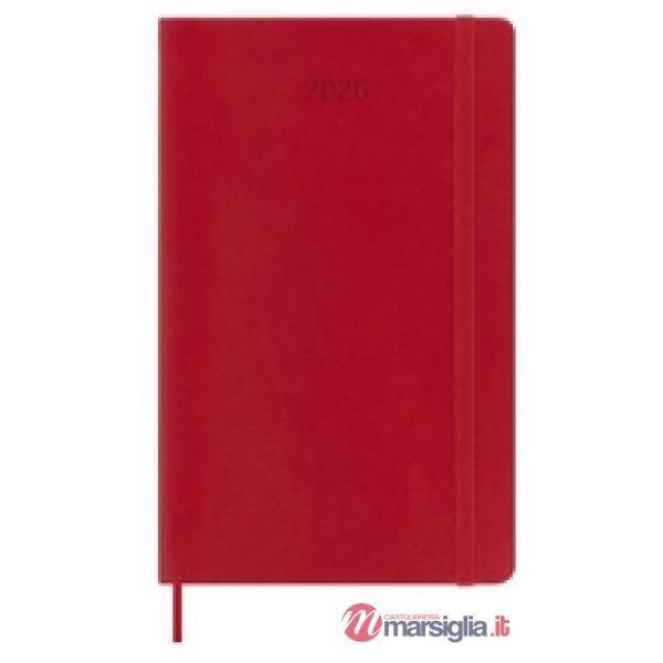 12 months, weekly notebook. Large, soft cover, scarlet red