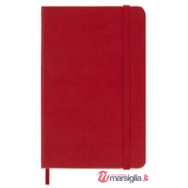12 months, weekly notebook. Pocket, hard cover, scarlet red