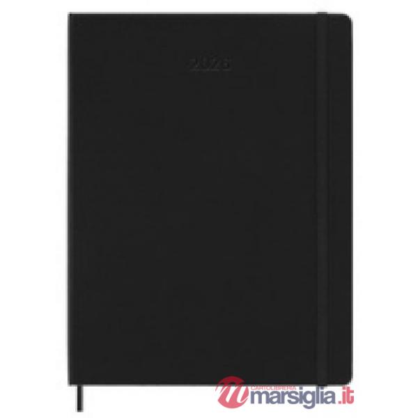 12 months, weekly notebook. Extra-large, hard cover, black