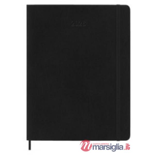 12 months, weekly notebook. Extra-large, soft cover, black