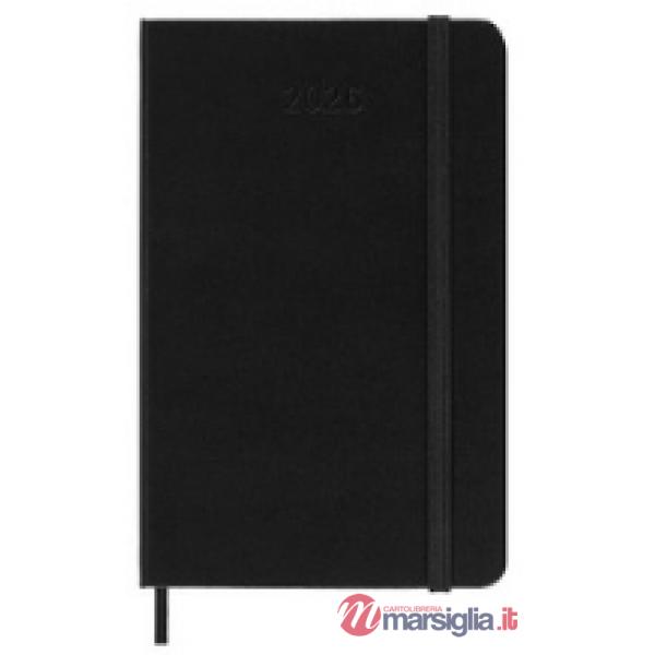 12 months, weekly, vertical. Pocket, hard cover, black