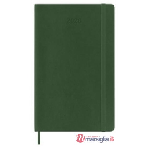 12 months, weekly notebook. Large, soft cover, myrtle green