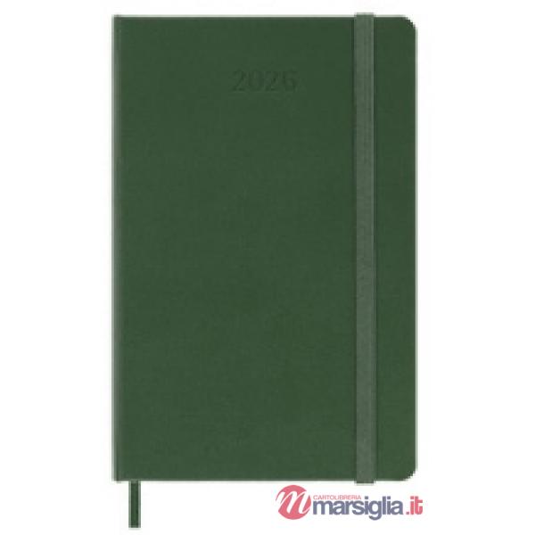 12 months, weekly notebook. Pocket, hard cover, myrtle green