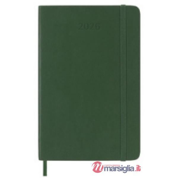 12 months, weekly notebook. Pocket, soft cover, myrtle green