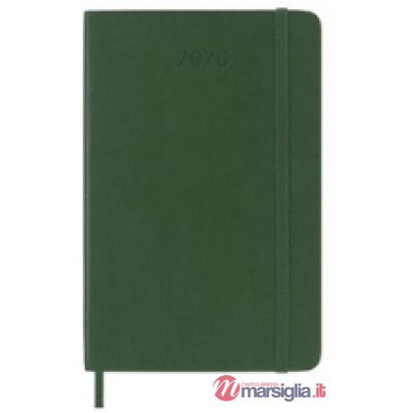 12 months, daily. Pocket, soft cover, myrtle green