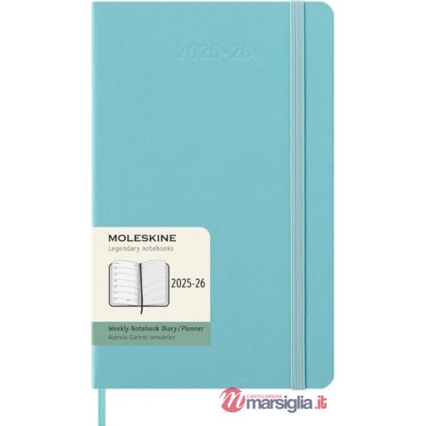 18 months, weekly notebook. Large, hard cover, aquamarine