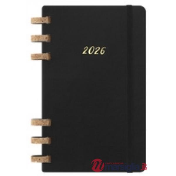 12 months, spiral planner. Large, soft cover, black