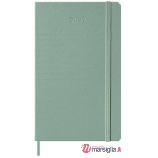 12 month weekly notetbook. Large, sage green, hard cover 2027