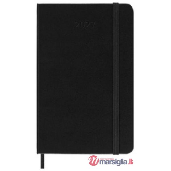12 month daily. Pocket, black, hard cover 2027