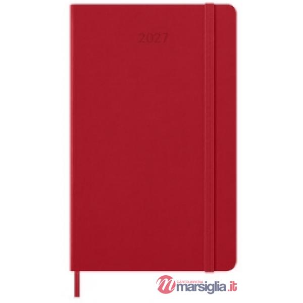 12 month, weekly notebook. Large, scarlet red, hard cover 2027