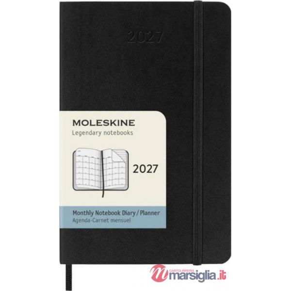 12 month, weekly notebook. Pocket, black, soft cover 2027