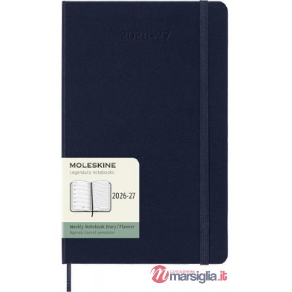 18 months weekly notebook. Large, sapphire blue, hard cover 2027