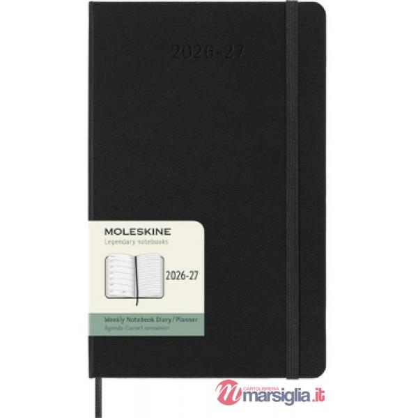 18 months weekly notebook. Large, black, hard cover 2027