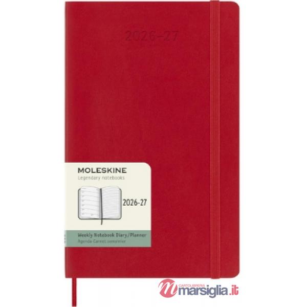 18 months weekly notebook. Large, scarlet red, soft cover 2027
