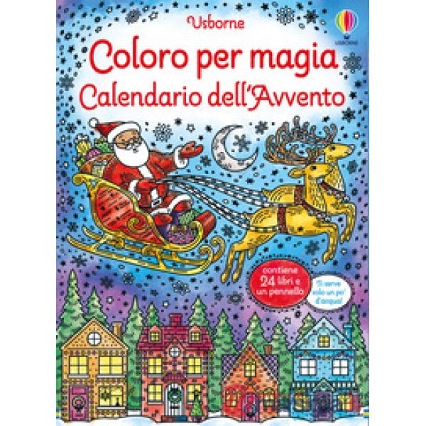 Calendario dell'Avvento. Coloro per magia. Con pennellino