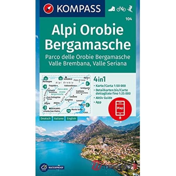 Carta escursionistica KOM 104. Alpi Orobie Bergamasche