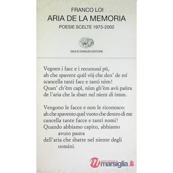 Aria de la memoria. Poesie scelte 1973-2002
