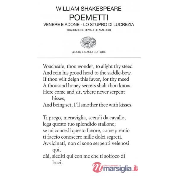 Poemetti: Venere e Adone-Lo stupro di Lucrezia. Testo inglese a fronte