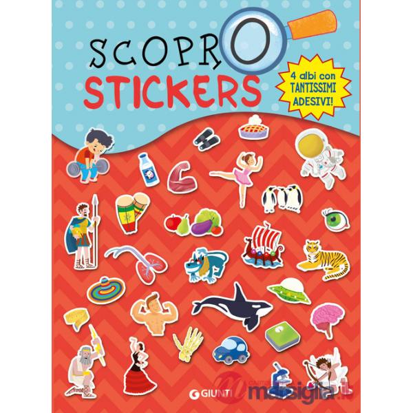 Scopro stickers. Viaggio nello spazio-Il mondo della mitologia-Esplora il corpo umano-Giro intorno al mondo. Con adesivi. Ediz. 