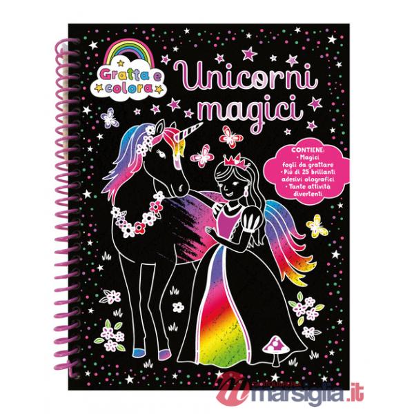 Unicorni magici. Gratta e colora. Ediz. a colori. Ediz. a spirale. Con matita di legno