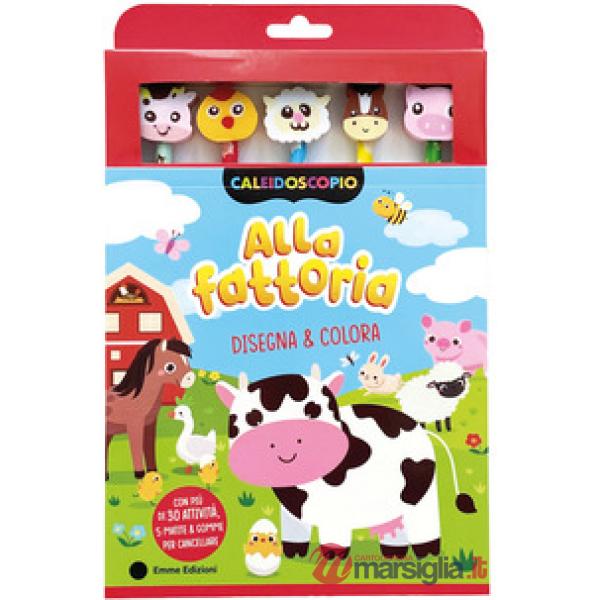 Alla fattoria. Ediz. illustrata. Con 5 gomme per cancellare. Con 5 matite colorate