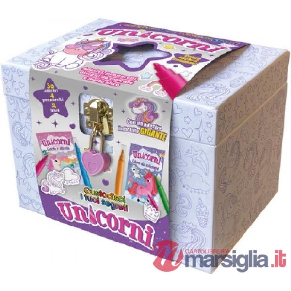 Custodisci i tuoi segreti. Unicorni. Ediz. a colori. Con 2 chiavi. Con lucchetto. Con 4 pennarelli. Con Adesivi
