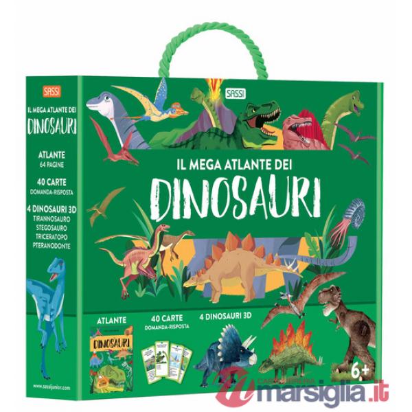 Mega atlante dei dinosauri. Ediz. a colori. Con 40 carte domanda-risposta. Con 4 modellini di dinosauri (Il)