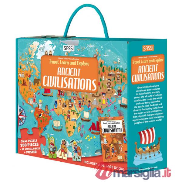 Ancient civilisations. Travel, learn and explore. Ediz. a colori. Con 32 formine. Con puzzle ovale. Con Poster