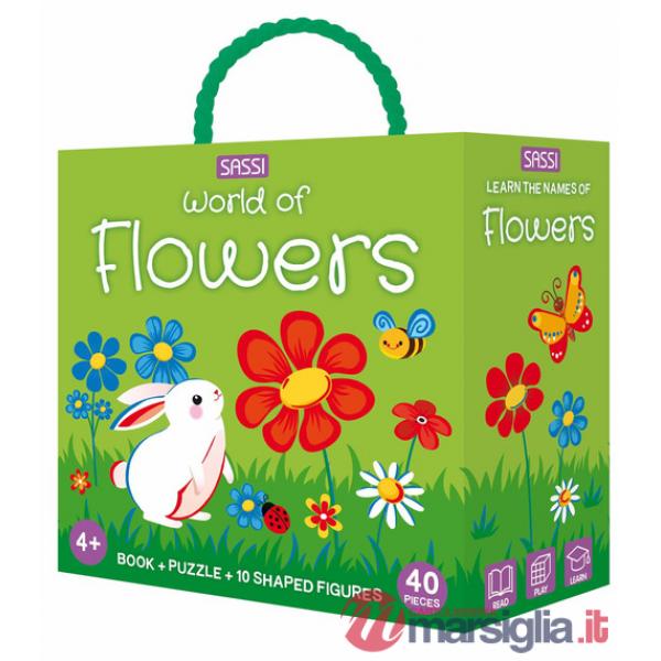 World of flowers. Q-box. Con 10 figure sagomate. Con puzzle