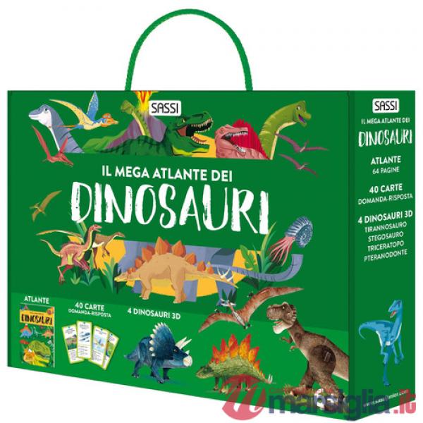 Mega atlante dei dinosauri. Nuova ediz. Con 40 carte domanda-risposta. Con 4 modellini di dinosauri (Il)