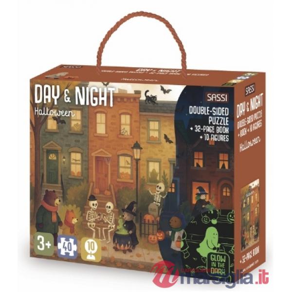 Halloween. Puzzle day & night. Ediz. multilingue. Con puzzle di 40 pezzi. Con 10 sagome dei personaggi