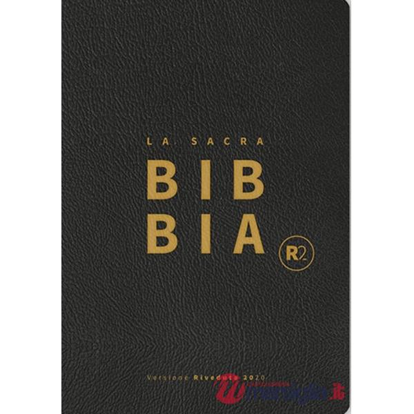 Bibbia R2. Versione riveduta 2020. Ediz. tascabile, copertina pelle nera, taglio oro, titoli oro