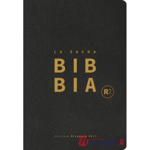 Bibbia R2. Versione riveduta 2020. Caratteri grandi. Ediz. pelle nera, taglio oro, rubrica
