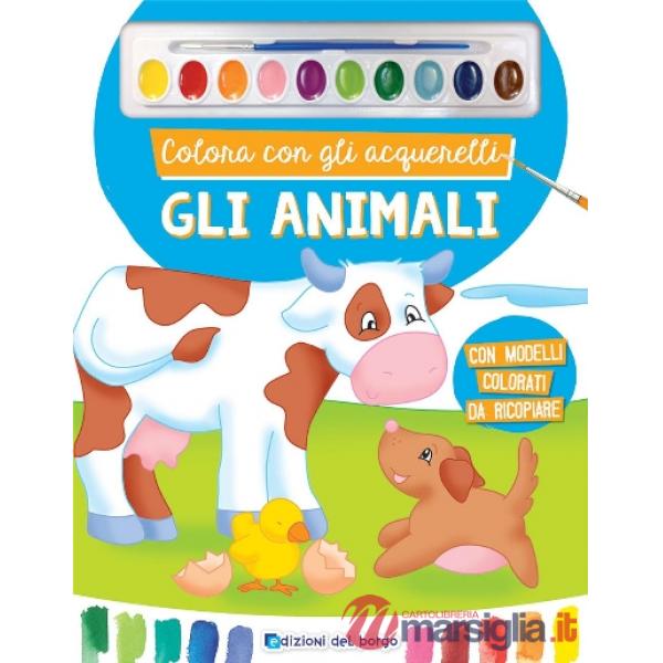 Colora con gli acquerelli. Gli animali. Ediz. a spirale. Con pennello e 10 pastiglie d'acquerello