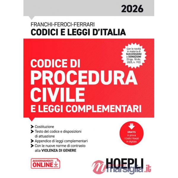 Codice di procedura civile e leggi complementari 2026