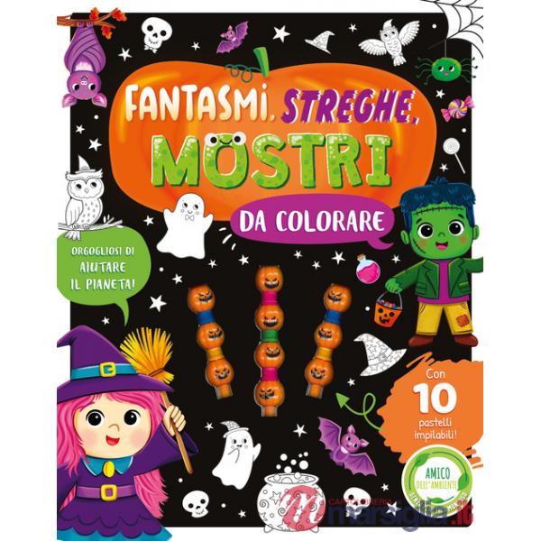 Fantasmi, streghe, mostri da colorare. Ediz. illustrata. Con 10 pastelli impilabili