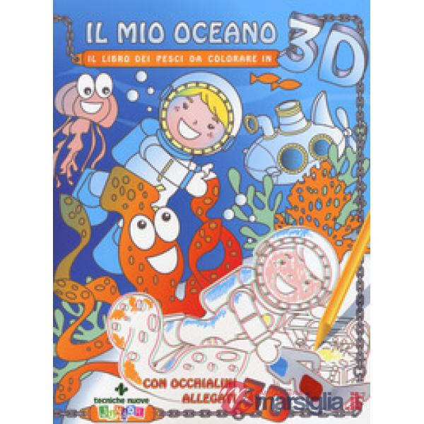 Mio oceano. Il libro dei pesci da colorare in 3D. Ediz. illustrata. Con occhiali