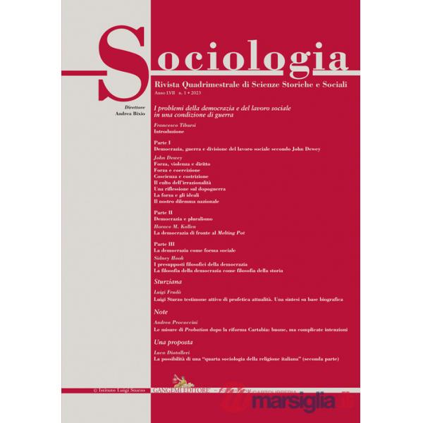 Sociologia. Rivista quadrimestrale di scienze storiche e sociali (2023). Vol. 1